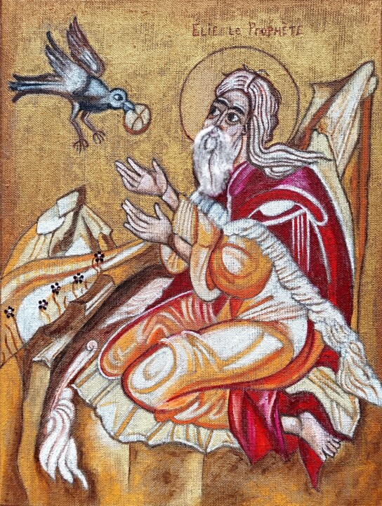Peinture intitulée "Èlie le prophète" par Laure Barlet, Œuvre d'art originale, Huile Monté sur Châssis en bois