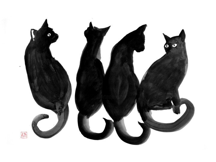 4 black cats (big format) 图画, 29.5x39.4 in