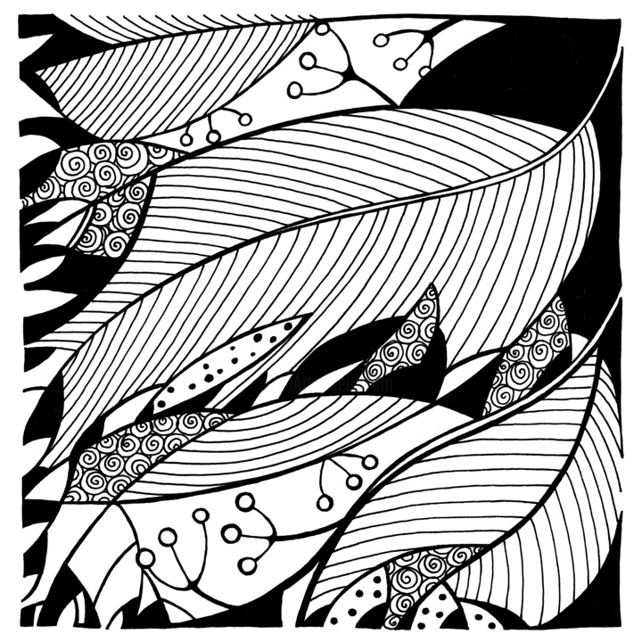 Note 8 Abstract Leaves 图画, 5.9x5.9 in