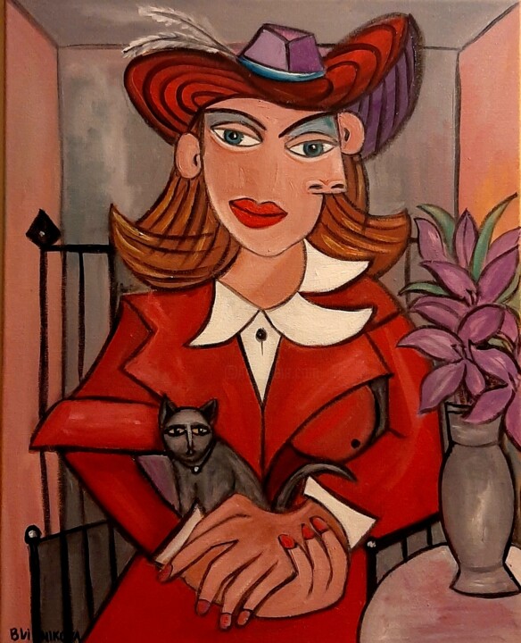 Foto com gatinho 绘画, 19.7x15.8 in