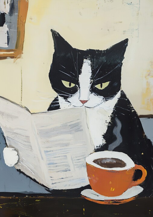 Katze Cafe "Schnurrende Kaffeepause: Katzen und Kaffee" 数字艺术