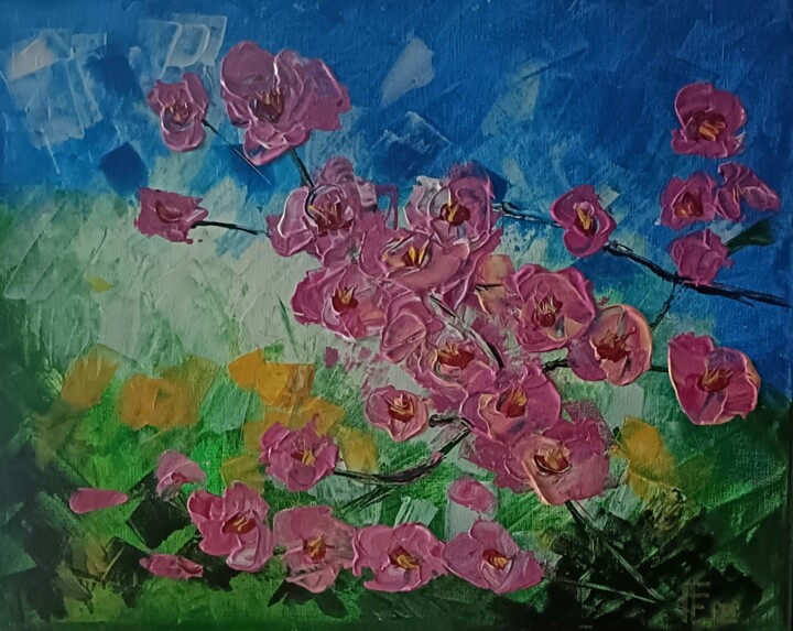 Ciliegio in fiore 绘画, 13.8x17.7 in