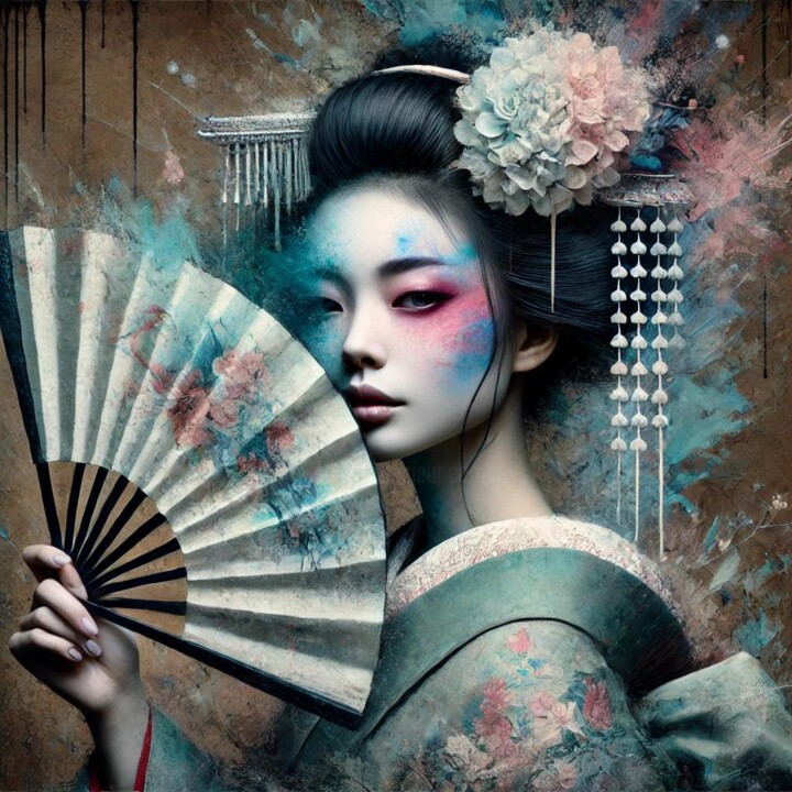 La Geisha avec Éventail Surréaliste 数字艺术