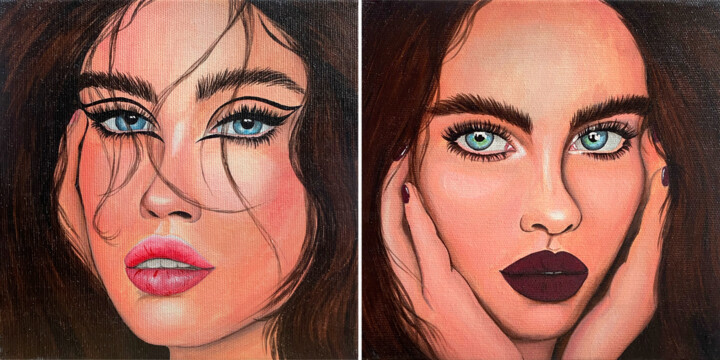 Piercing gaze 绘画, 7.9x15.8 in