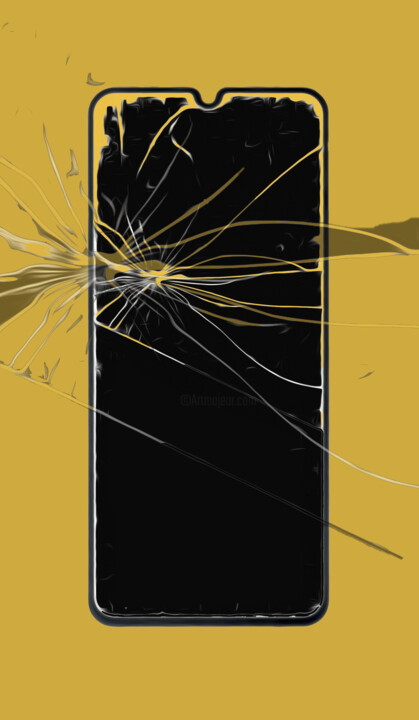 a smashed mobile phone Painting, 25.9x14.7 in