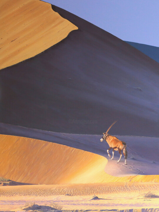 绘画 标题为“Dune Patrol” 由Gd Collins Fine Art, 原创艺术品, 丙烯 安装在木质担架架上