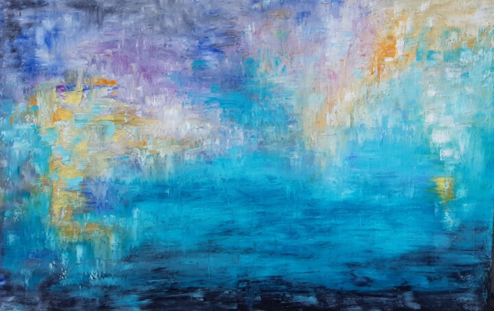 Painting titled "Memory and the Sea" by D. Michael Adams, Original Artwork, Oil Mounted on Wood Stretcher frame