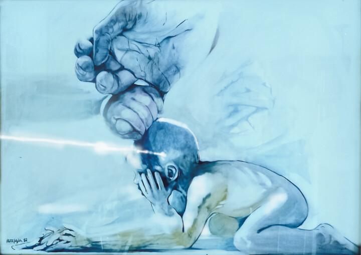 Painting titled "PREDESTINATO" by Giò Pasta, Original Artwork, Oil Mounted on Wood Stretcher frame