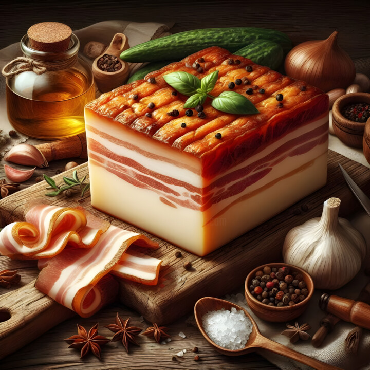 Piece of smoked pork lard Digitale Kunst