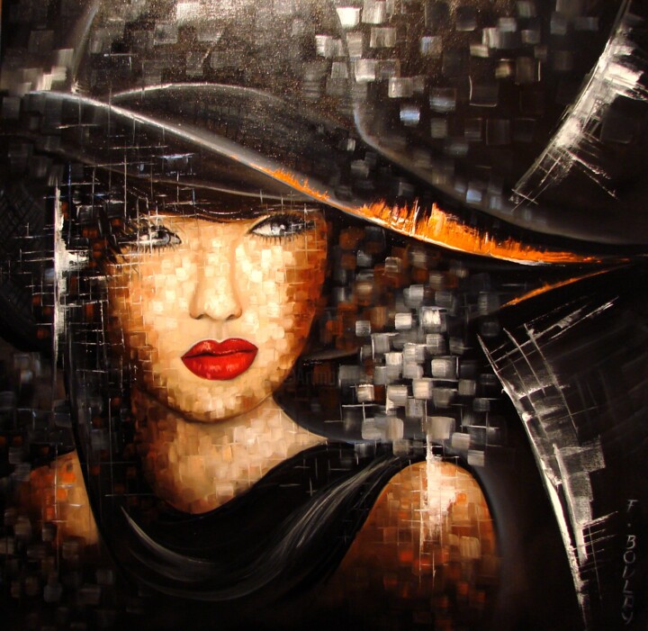 Femme au chapeau 绘画, 31.5x31.5 in