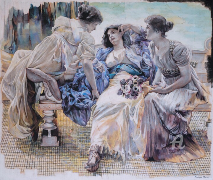Painting titled "ALLEGORY XV" by Francesc Marco, Original Artwork, Oil Mounted on Other rigid panel