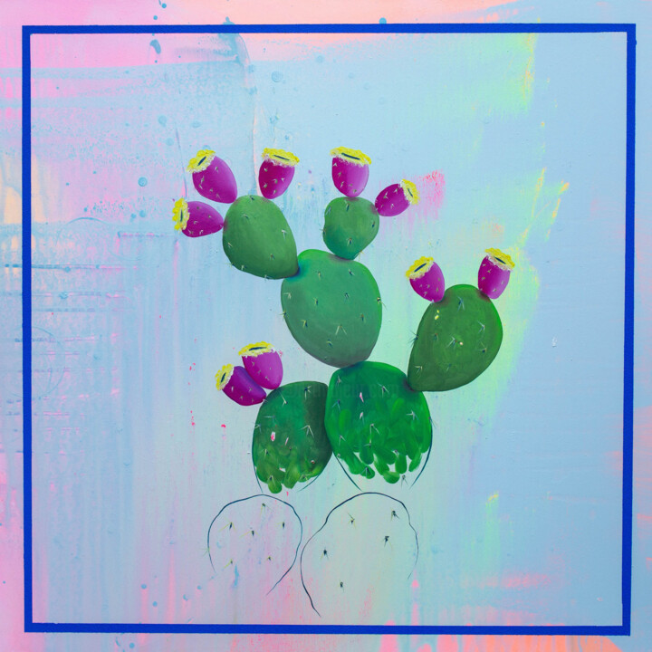 Blooming cactus 2 Painting, 31.5x31.5 in