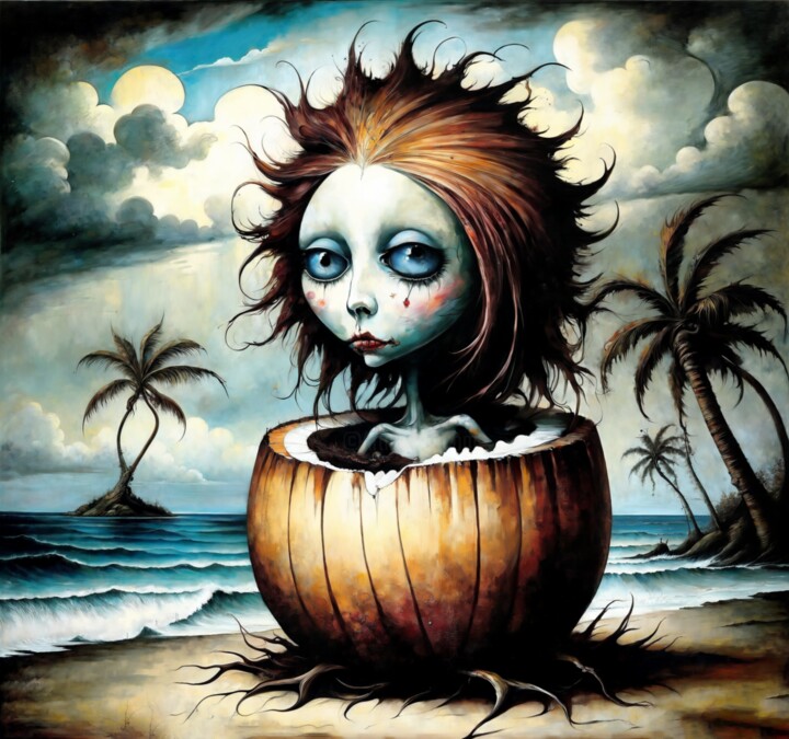 Painting titled "Cocooned Gaze" by Alexandr Kuznetsov, Original Artwork, Acrylic Mounted on Wood Stretcher frame