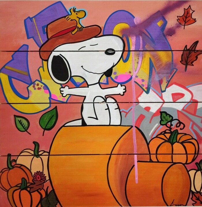 Autumn Snoopy 绘画, 15.8x15.8 in