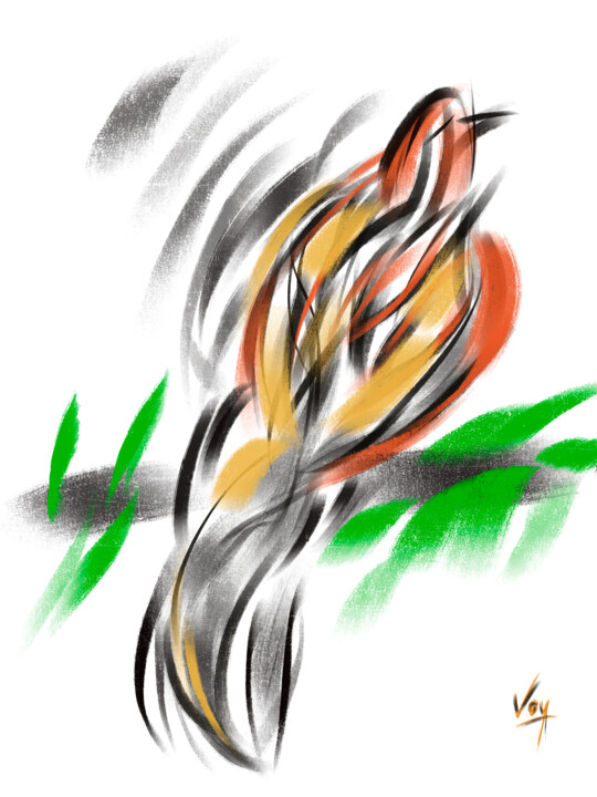 Arts numériques intitulée "L'oiseau" par Voy, Œuvre d'art originale, Peinture numérique