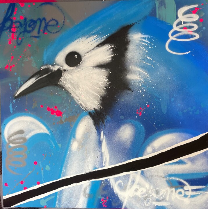 blue bird 绘画, 31.5x31.5 in