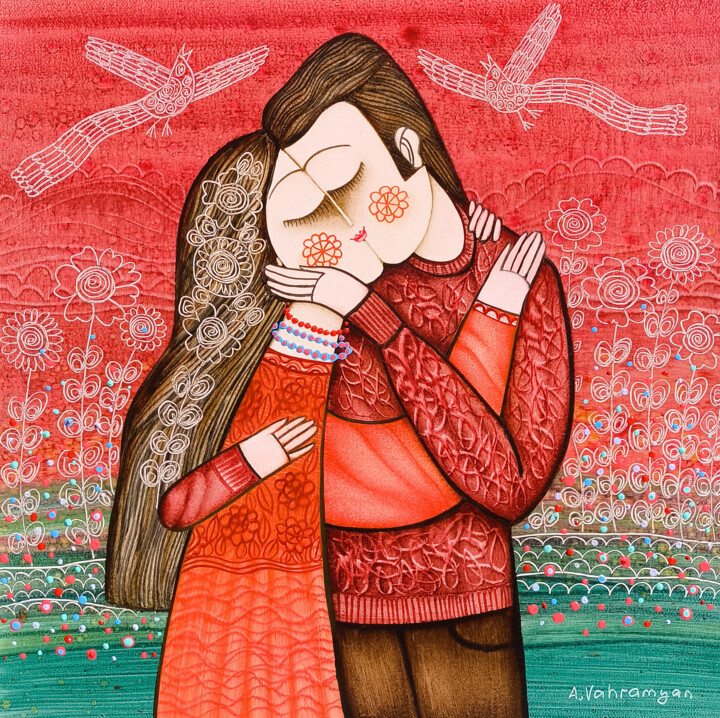 Sweet Kiss 绘画, 15.8x15.8 in