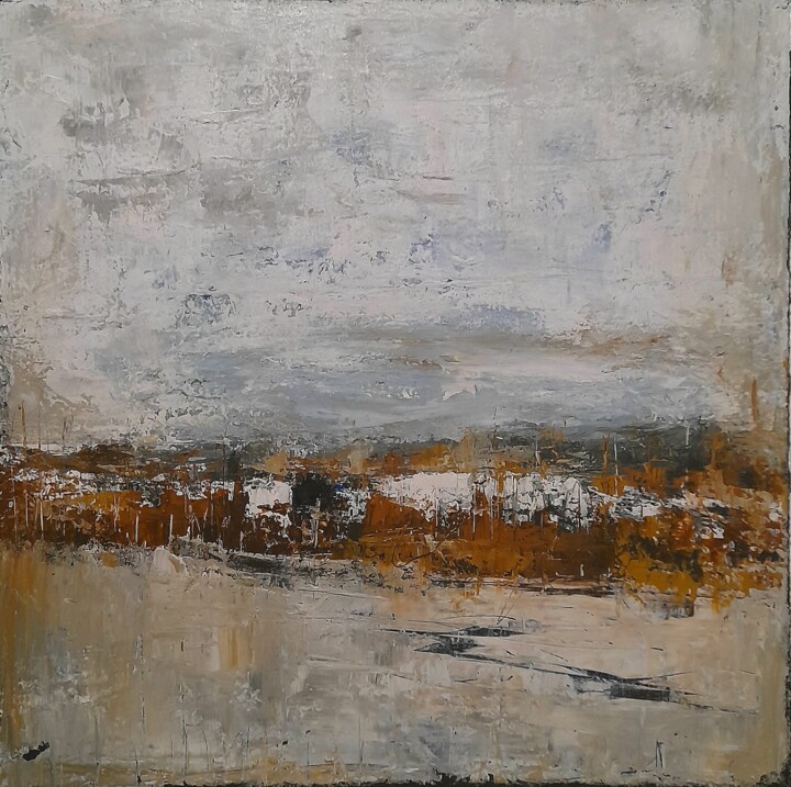 "Abstract, white and light brown" Pittura, 19,7x19,7 in