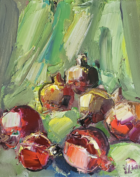 Pomegranate Abundance 绘画, 11.8x9.5 in