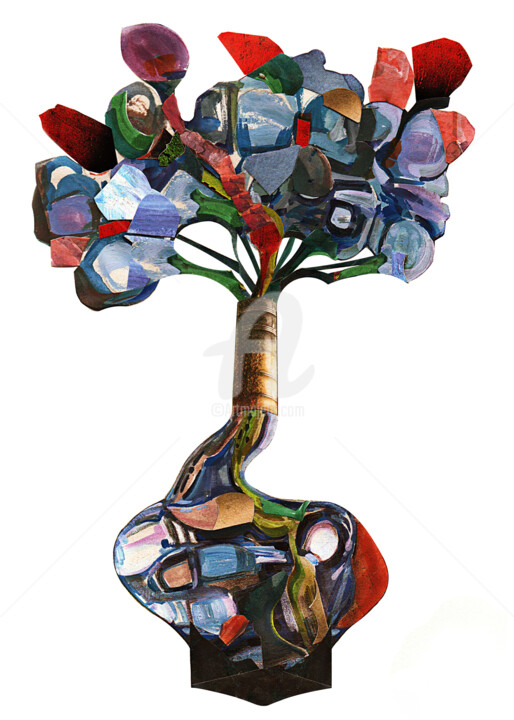 Painting titled "STONE TREE: HARMONY…" by Flávio Miranda, Original Artwork, Gouache