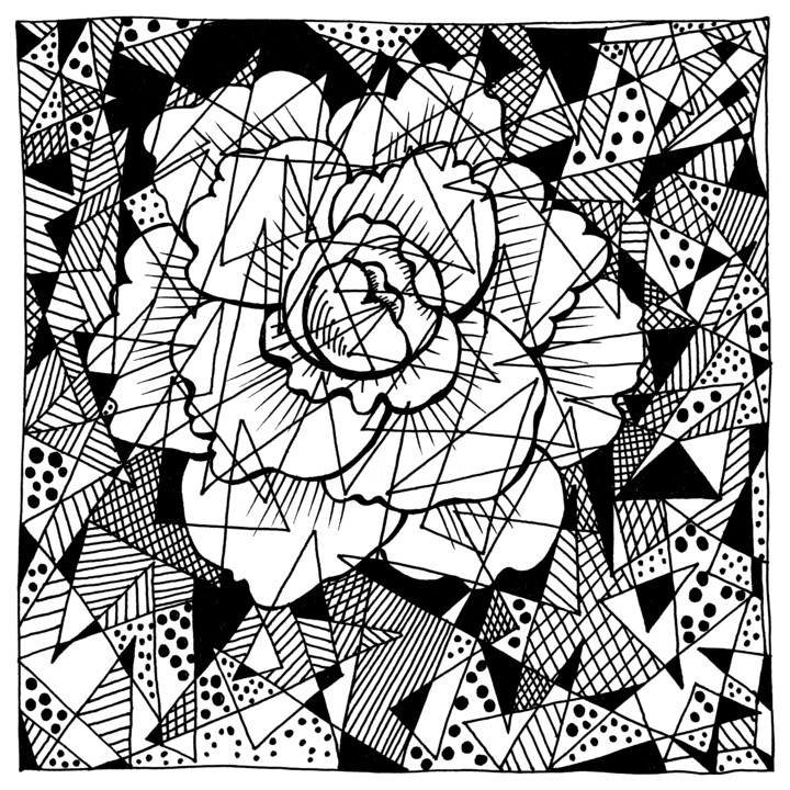 Note 14 Abstract Rose 图画, 5.9x5.9 in