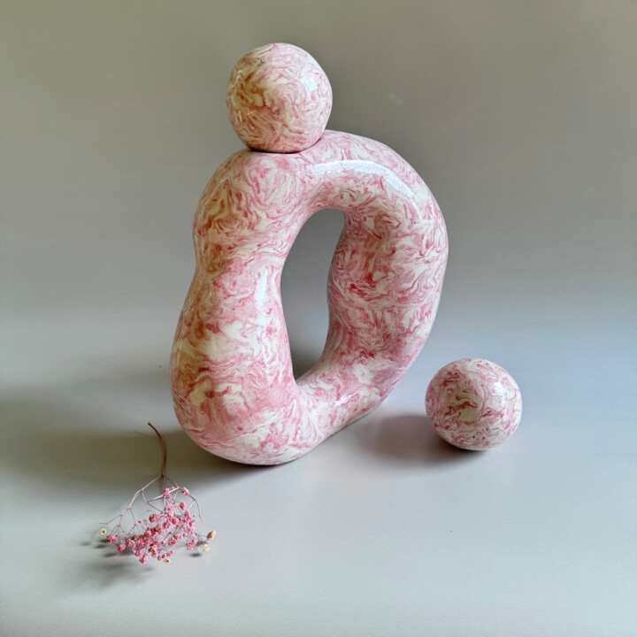 Scarlet Swirl 雕塑, 13.8x13.8 in