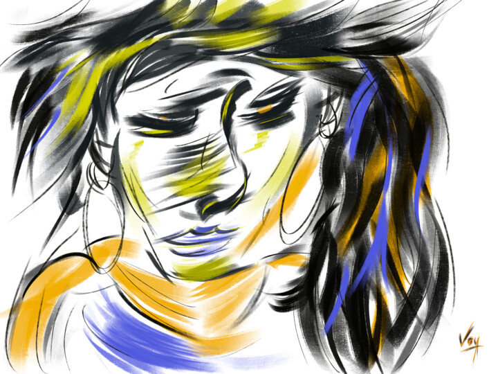 Arts numériques intitulée "La fille" par Voy, Œuvre d'art originale, Peinture numérique