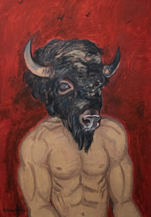 Tête de Bison 绘画, 39.4x31.5 in