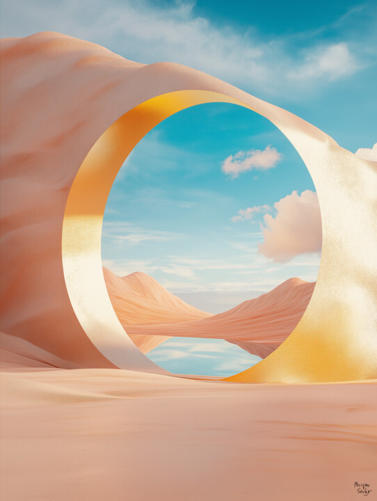 数字艺术 标题为“Door to infinity #2” 由Morgane Soulier, 原创艺术品, AI生成的图像 安装在铝上