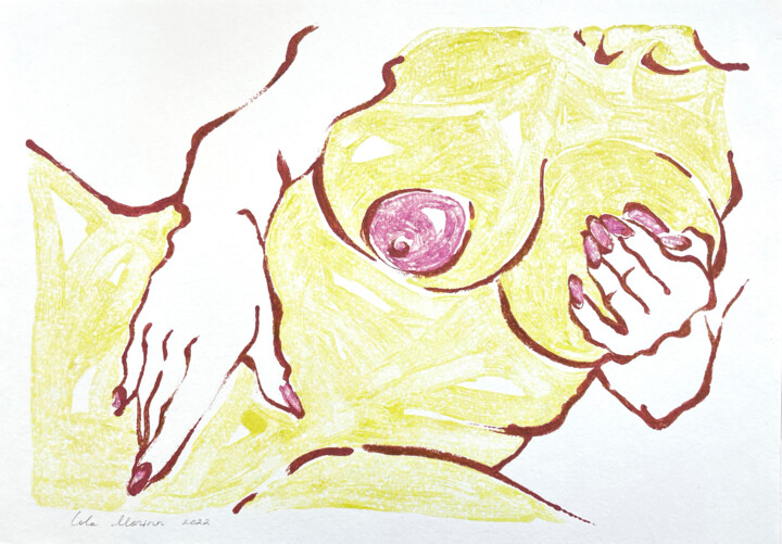 Yellow woman with purple nipples 印花与版画, 10.6x16.5 in