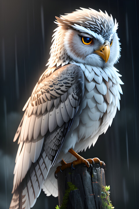Hibou sous la Pluie 数字艺术