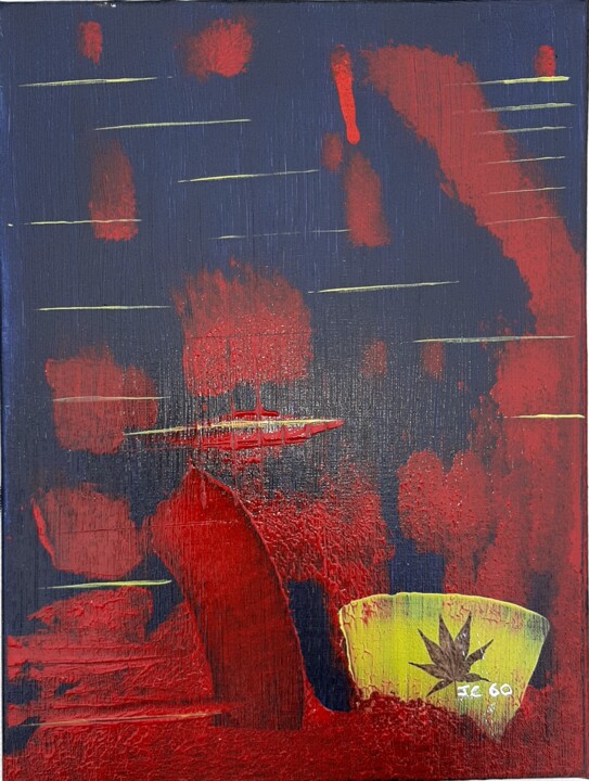 l'arbre rouge Schilderij, 15,8x11,8 in