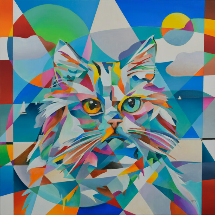 The traveling cat Pittura, 31,5x31,5 in
