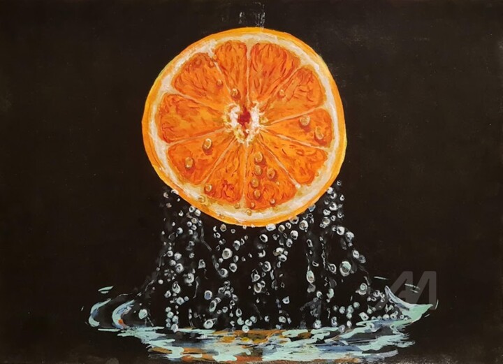 Still life,ORANGE 绘画, 11.8x16.5 in