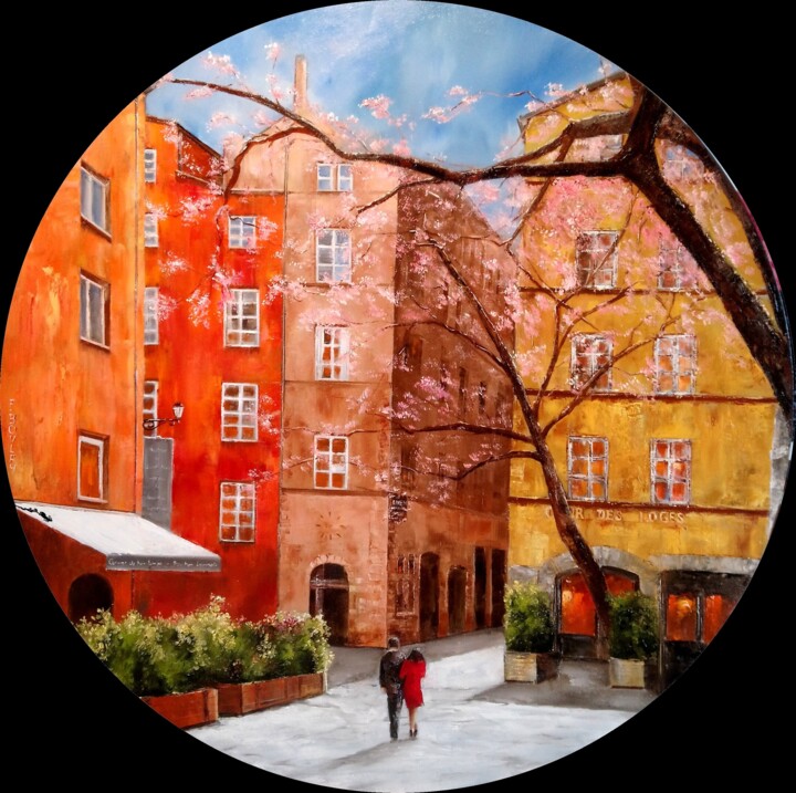 Lyon rue du Boeuf rond Pittura, 31,5x31,5 in