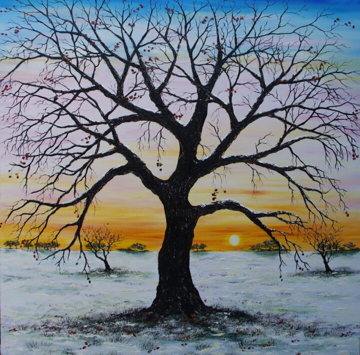 An Oak Tree In Winter Schilderij, 39,4x39,4 in