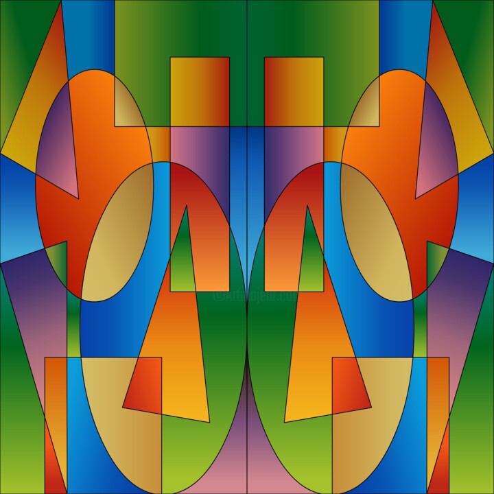 Bold geometric shapes create a symmetrical design 数字艺术