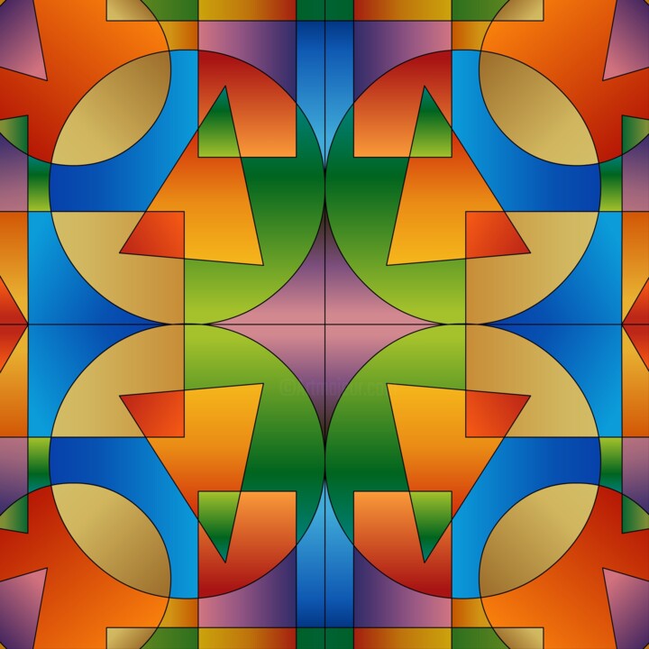 数字艺术 标题为“Bright geometric sh…” 由Shamim Shaikh, 原创艺术品, 2D数字工作