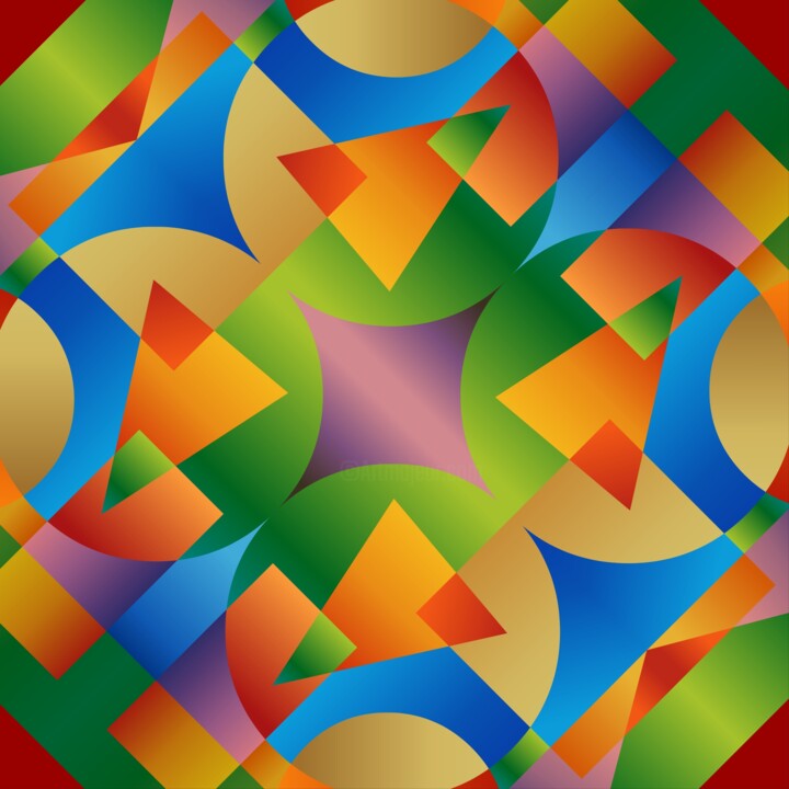 Vibrant geometric shapes overlap and intertwine 数字艺术