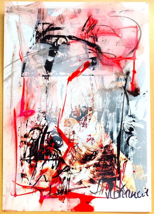 Ah! Bonhomme rougit (15x21cm encre sur photograghie) 图画, 8.3x5.9 in