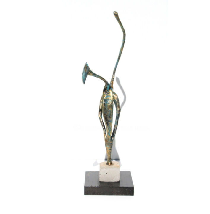 Sculpture petit chat étonné, bleu du lac 雕塑, 14.2x7.9 in