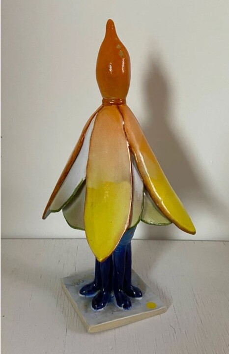 Sculpture intitulée "Fuchsia multicolore" par Marie Paule Gerbault, Œuvre d'art originale, Céramique
