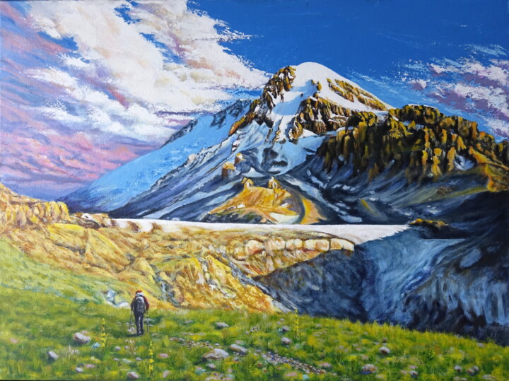 Le chemin de Kazbek Schilderij, 23,6x31,5 in