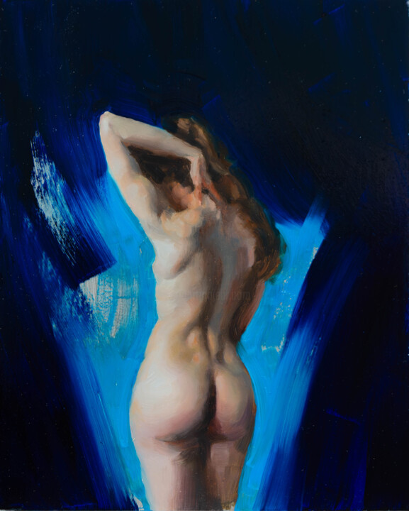 Contours in Blue 绘画, 9.8x7.9 in