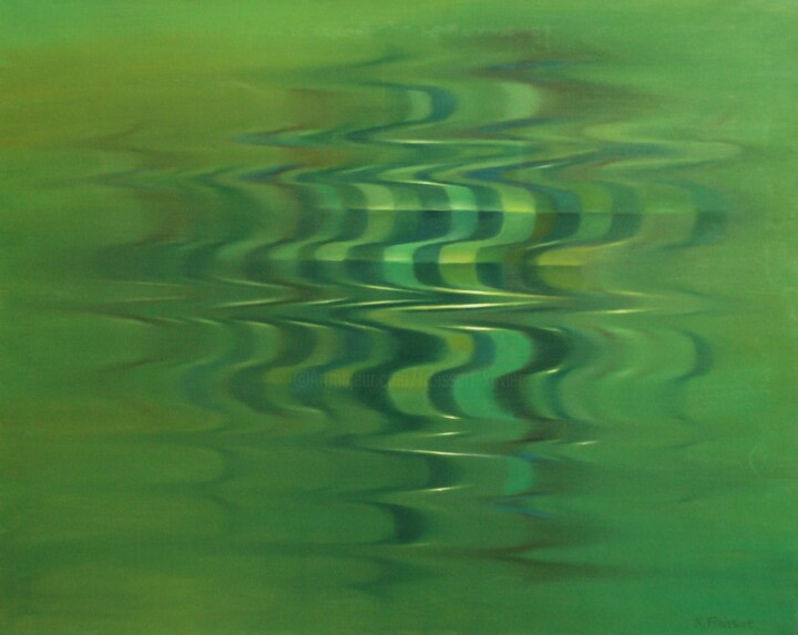 Reflets verts Painting, 28.7x36.2 in