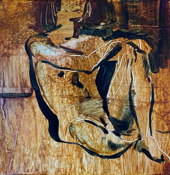 Young man. 绘画, 7.9x7.9 in