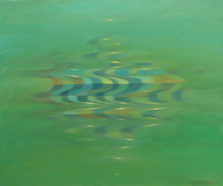 Painting titled "Ondes" by Xavier Froissart, Original Artwork, Oil