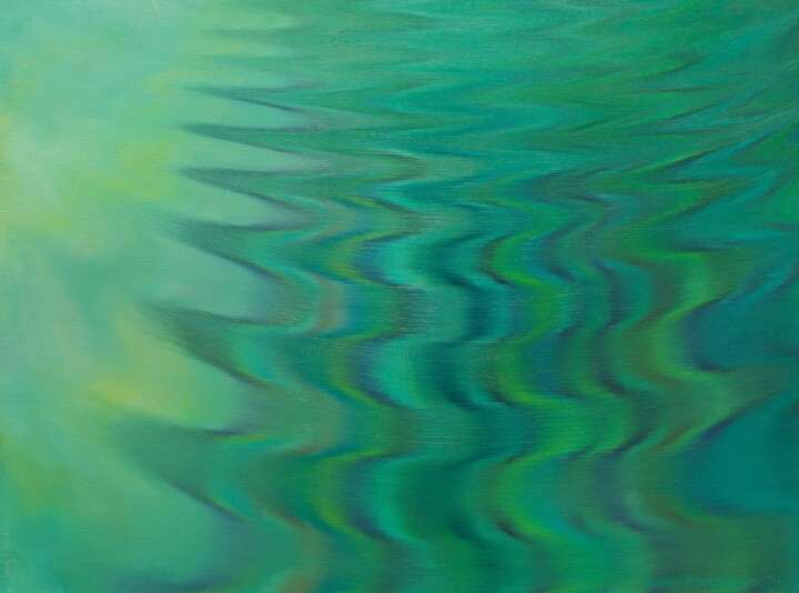 Painting titled "Vibrations bleues" by Xavier Froissart, Original Artwork, Oil