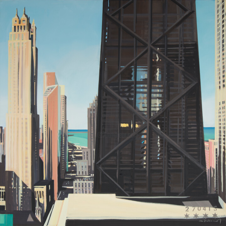 N°01 : John Hancock Building from the studio Painting, 47.2x47.2 in
