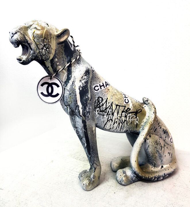 Sculpture Léopard Graffiti Chanel Luxe Street Art Pop Art 雕塑, 7.7x7.7 in